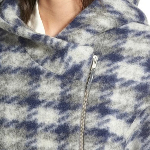 Soia & Kyo Kym Wool Blend Check Plaid Zip  Jacket Hooded Coat Sz Medium - Picture 4 of 12